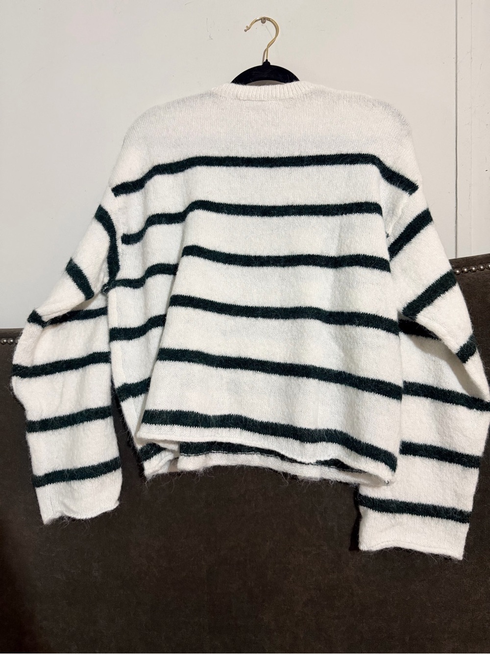 Zenana sweater with black stripes. Soft cozy new in package